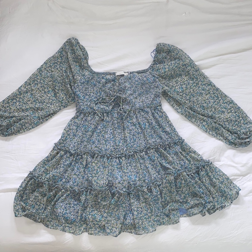 Lush long sleeved floral mini dress